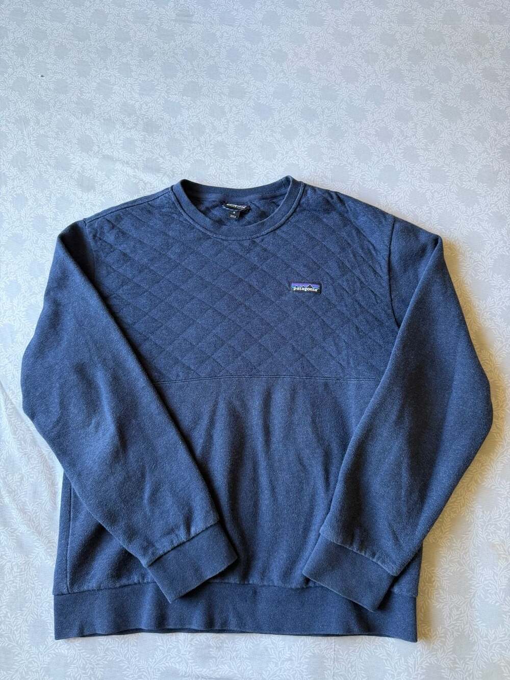 Patagonia Organic Cotton Quilt Crewneck Sweatshirt Size M Blue